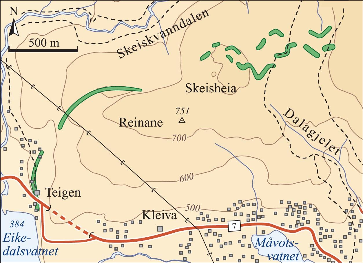 Kart over Rindarnemorenen